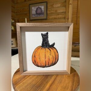 BLACK CAT on a PUMPKIN Halloween Picture